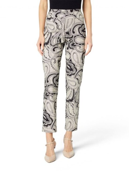 Krazy Larry Pants - KRAZY LARRY Pull-On Ankle Pants Black White Paisley Print  4 NWOT